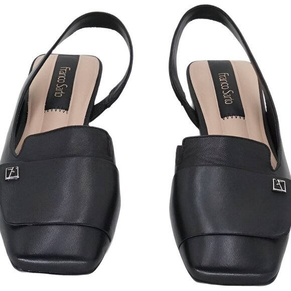 Franco Sarto Teagan Square Toe Slingback Flat Black US 7M EU 37 - Picture 5 of 6